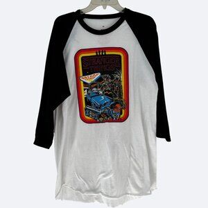 Stranger Things Baseball Tee Size Medium Arcade Cotton Netflix White Black‎
